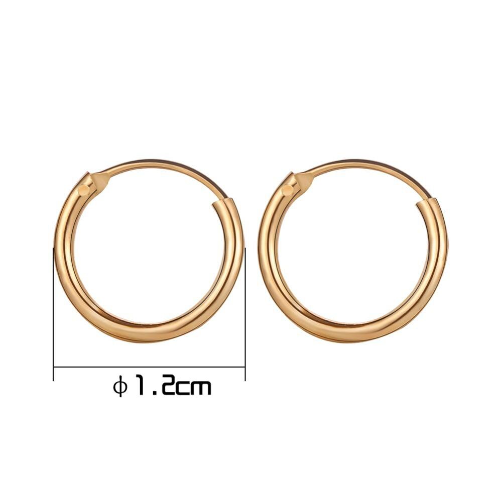 1cm 1,5 cm Ohrringe Hoop Gold Silber Farbe Runde Kleine Ohr Ringe für Frauen Metall Ohr Manschette Einfache Stil frauen Clip Huggie Ohrringe: Gold-1.2cm