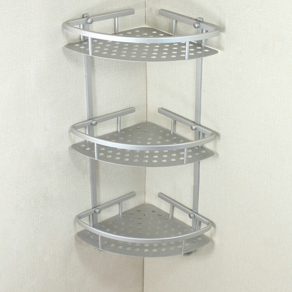 Aluminium Badkamer Plank 1/3Tiers Bad Douche Plank Bad Shampoo Houder Mand Houder Hoekplank Chrome Badkamer produc