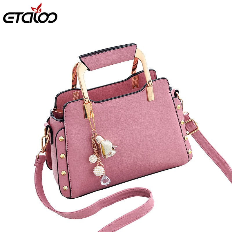 Handbag Women Shoulder Bag Luxury Handbags Women Bags Leather Messenger Bag: Pink