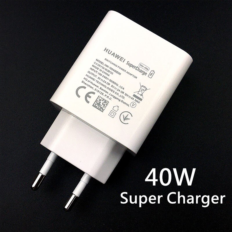 Huawei  p40 supercharge oplader originele snellaadadapter  eu 40w 5a c-kabel voor nova 7 p20 p30 pro mate 20 30 40 pro