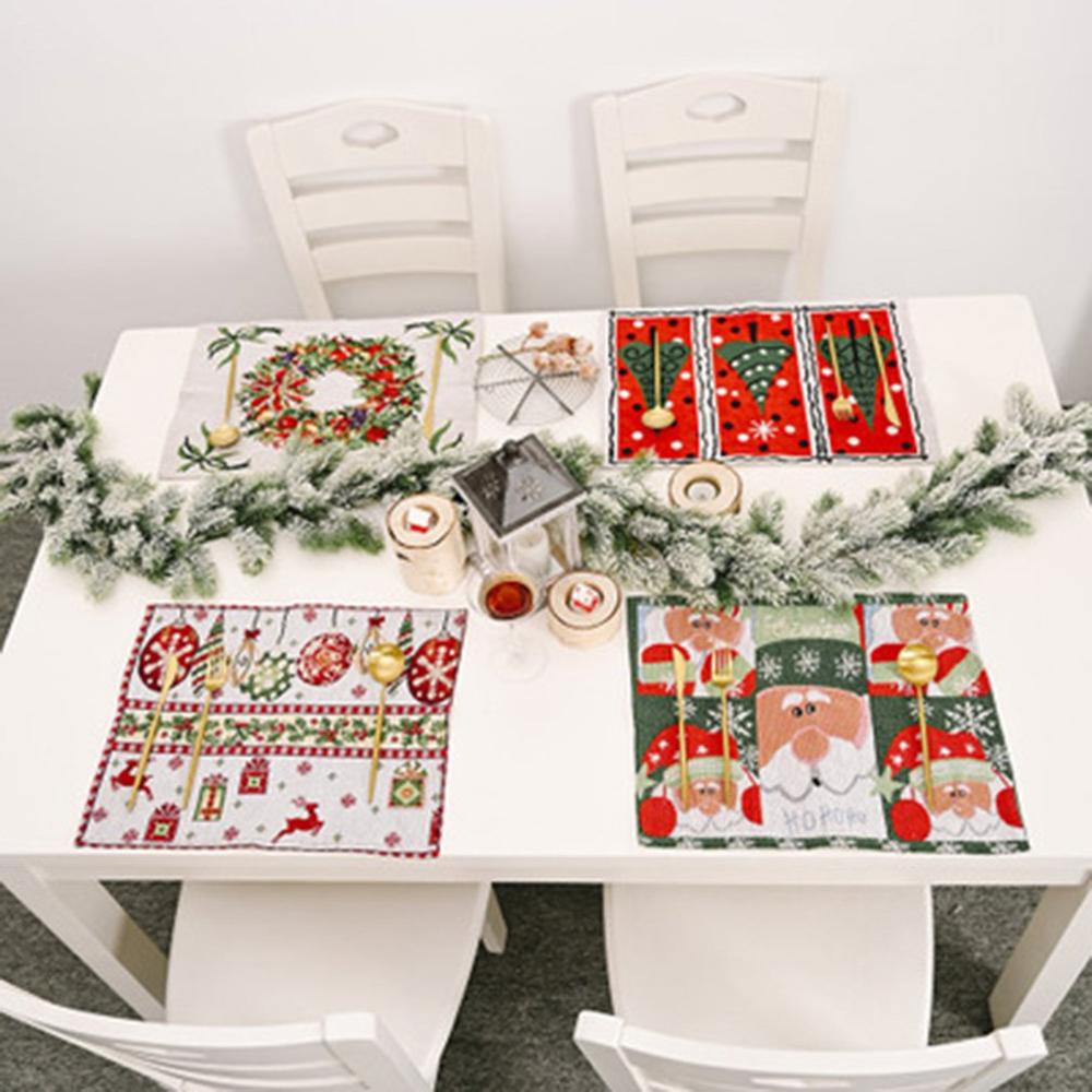 Panno di Tabella di natale Tovaglioli di 42X34cm Zerbino Asciugamani In Tessuto Per La Cucina di Nozze Piatto Della Decorazione Della Carta Che Serve Zerbino ting biancheria da Tavola Tovagliolo di Zerbino