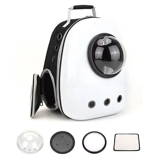 2022 1pc novo portátil transparente espaço cápsula gato mochila ir para fora ombro cão mochila acessórios de roupas: White