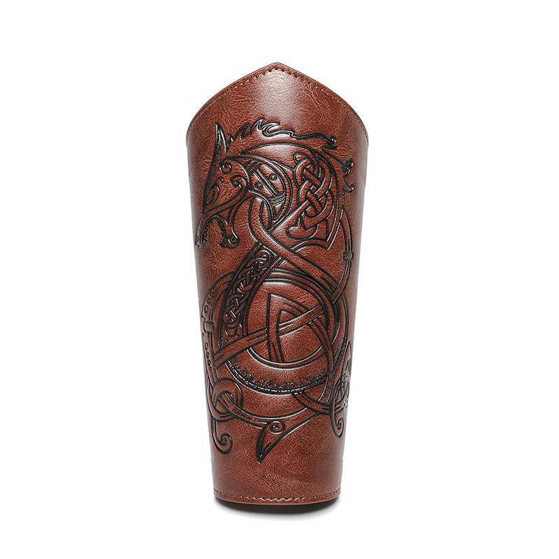 1 piece medieval pu leather arm guard gloves, medieval arm guards, punk arm guards, wrist guards for halloween, warriors, knights, cosplay: Ivory