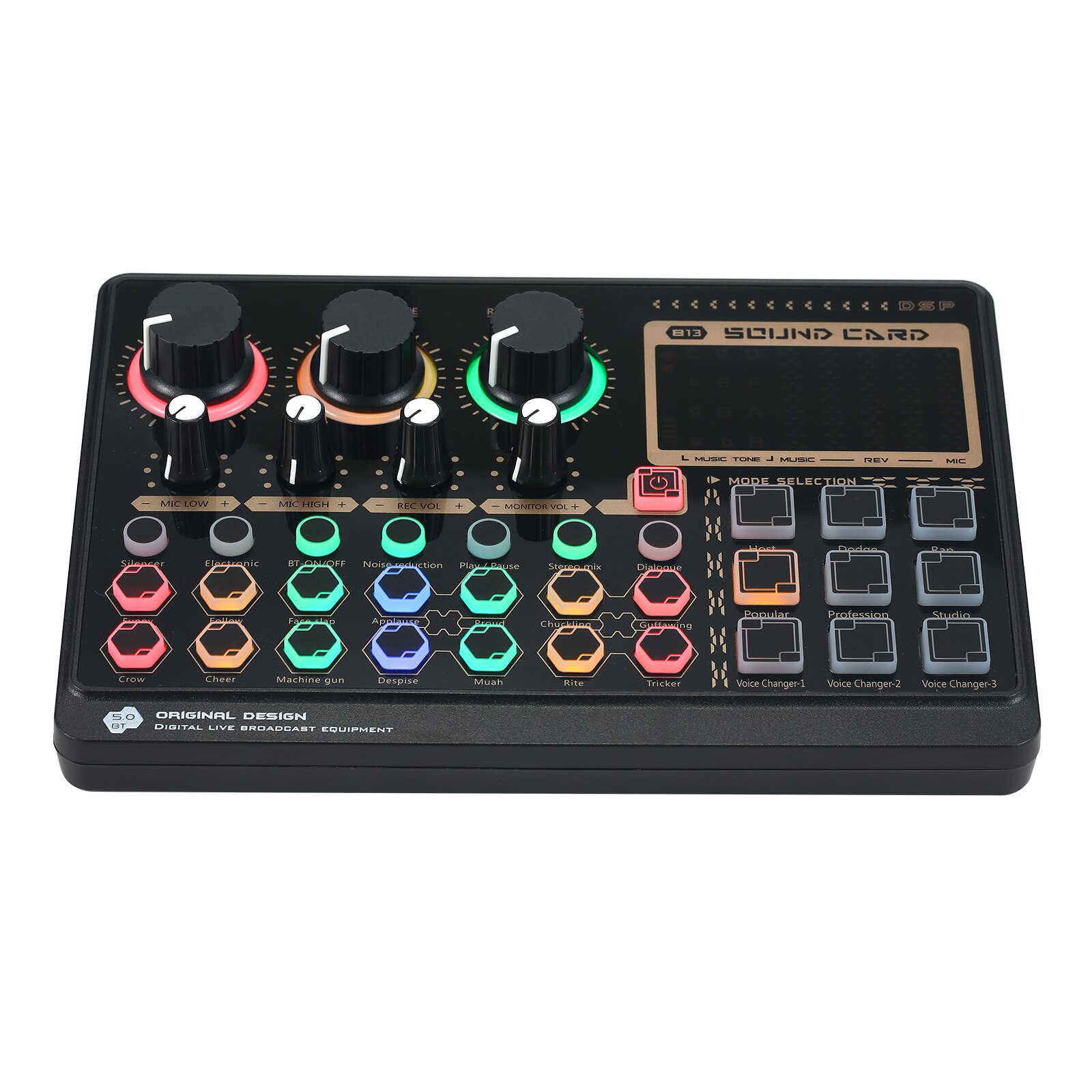 X6mini External Live Sound Card Mini Sound Mixer Board Color Backlight Buttons with 14 Special Effects BT Connection for Laptop: Default Title