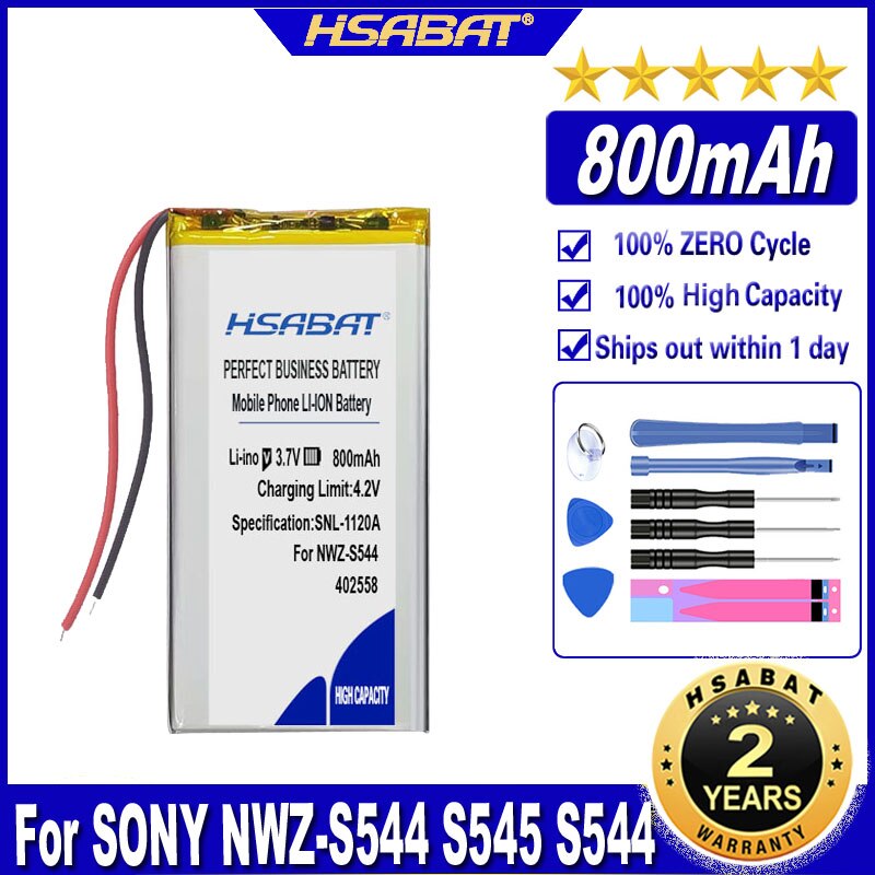 HSABAT NWZ-S544 S545 S544 NWZ-S545 800mAh Battery for SONY NWZ-S544 S545 S544 NWZ-S545 Batteries
