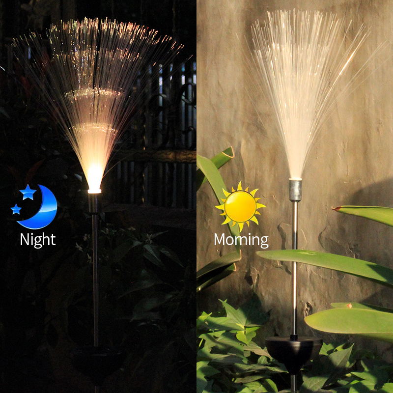 Waterdichte, op zonne-energie werkende, optische vezel tuinlamp voor buiten, nieuwigheid, op zonne-energie werkende, kleurveranderende, led-nachtdecoratieve tuinlamp