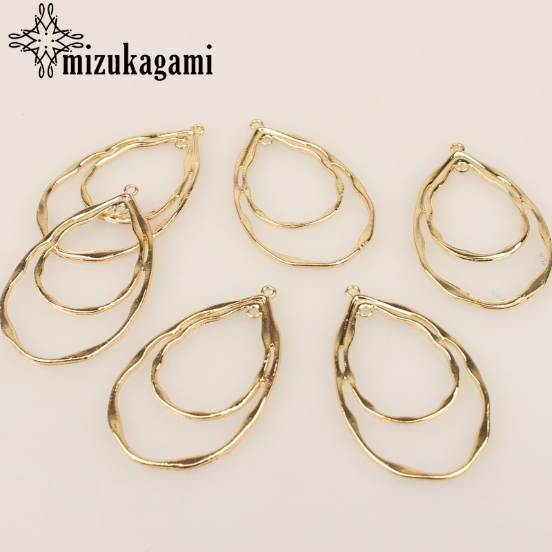 6pcs/lot 48*28mm Zinc Alloy Gold Multideck Hollow Water Charms Linker Connector For DIY Jewelry Earrings Accessories