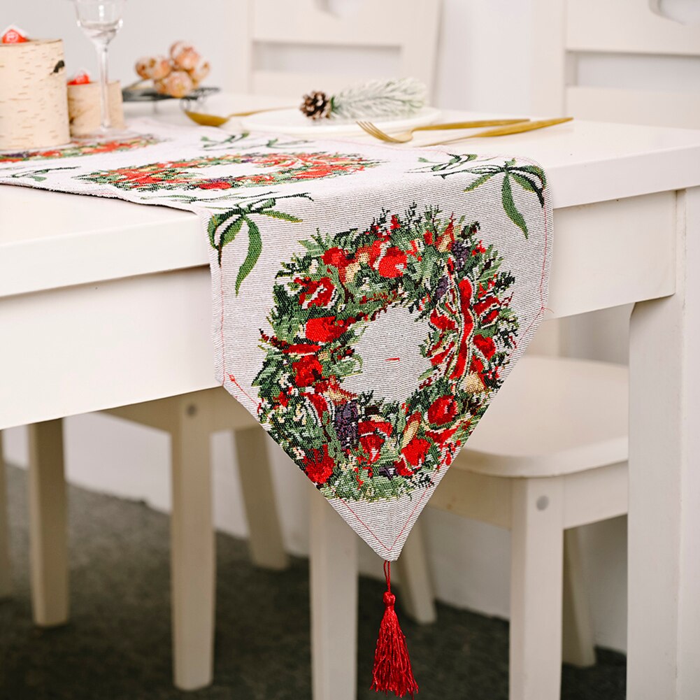 Kreative Weihnachten Dekorative Tisch Läufer Kreative Gestrickte Stoff Tisch Läufer Quaste Weihnachten Restaurant Tischdecke Matten