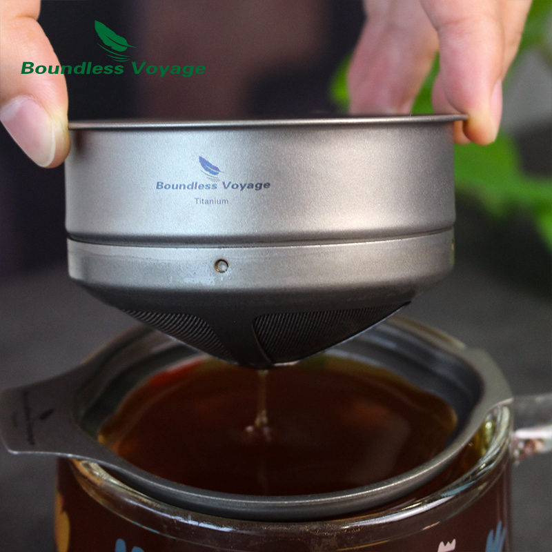 Boundless Voyage Titanium Coffee Mesh Filter Giet over papierloze koffiefilter Lichtgewicht draagbaar Outdoor Camping Herbruikbare Cof