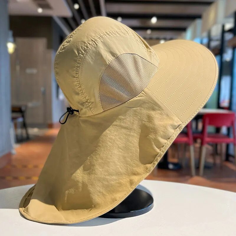 Chapeau de soleil Protection solaire Protection UV chapeau en maille respirante élargie pliable pour hommes et femmes pêche Camping randonnée chapeau de plage