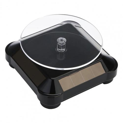 Solar Powered Electric Rotation Display Stand Turntable Video Shooting Platform Live Dynamic Rotating Shooting Table Props: black