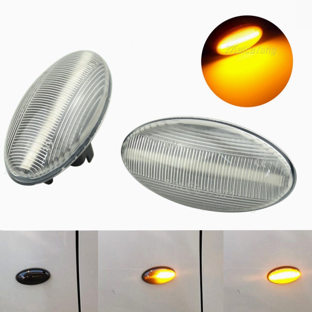 For Peugeot 307 206 407 107 607 1007 Citroen C1 C2 C3 C5 C6 Side Marker Light Dynamic LED Turn Signal Flashing Indicator Blinker: Dynamic Crystal