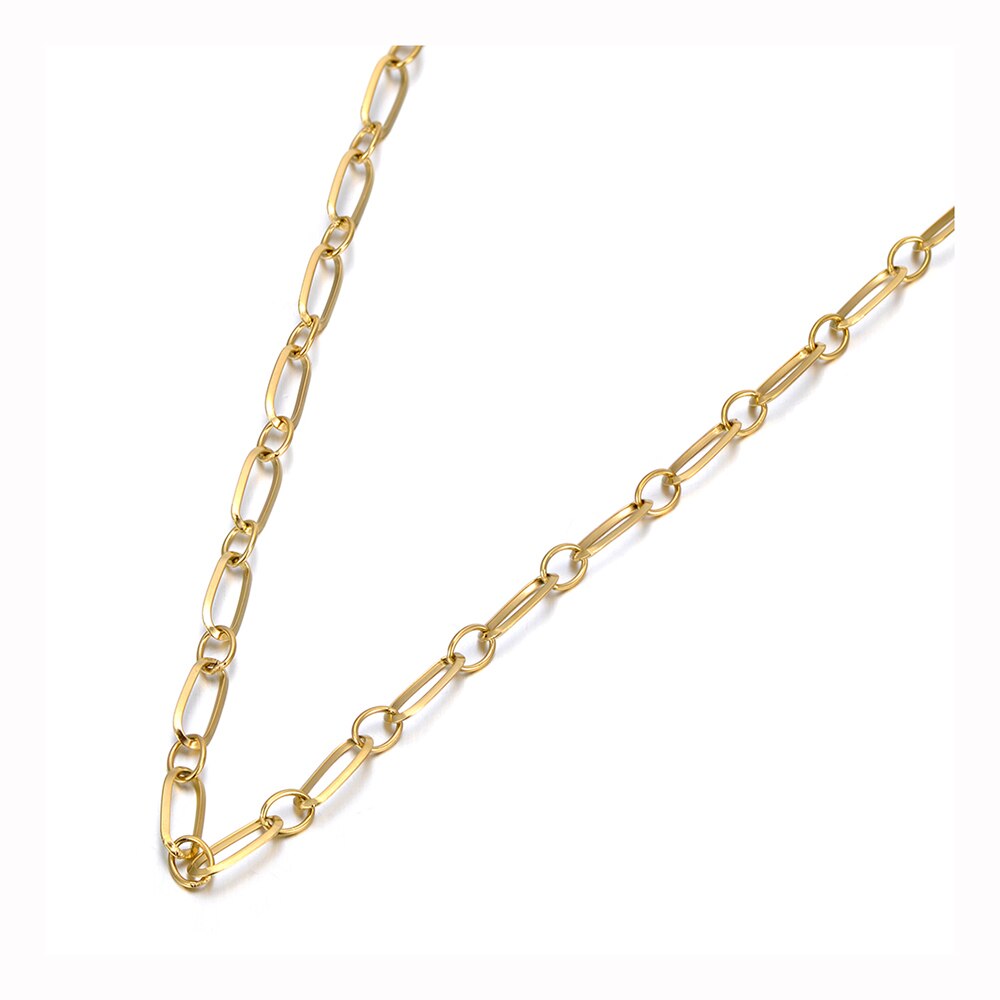 Lokaer Hiphop/Rock Titanium Rvs Geometrie Kettingen Hanger Ketting Voor Vrouwen Meisjes Trendy Chain & Link Ketting N20041: Goud-kleur