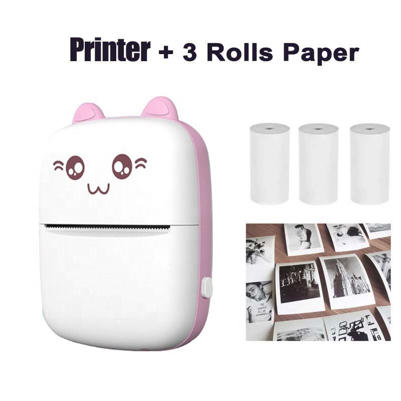 mini Kot C9 bezprzewodowy kieszonkowy rozmiar Bluetooth przenośny termiczny papier fotograficzny drukarka robić 58mm etykieta druku notatka android telefon z IOS: różowy 3 biały
