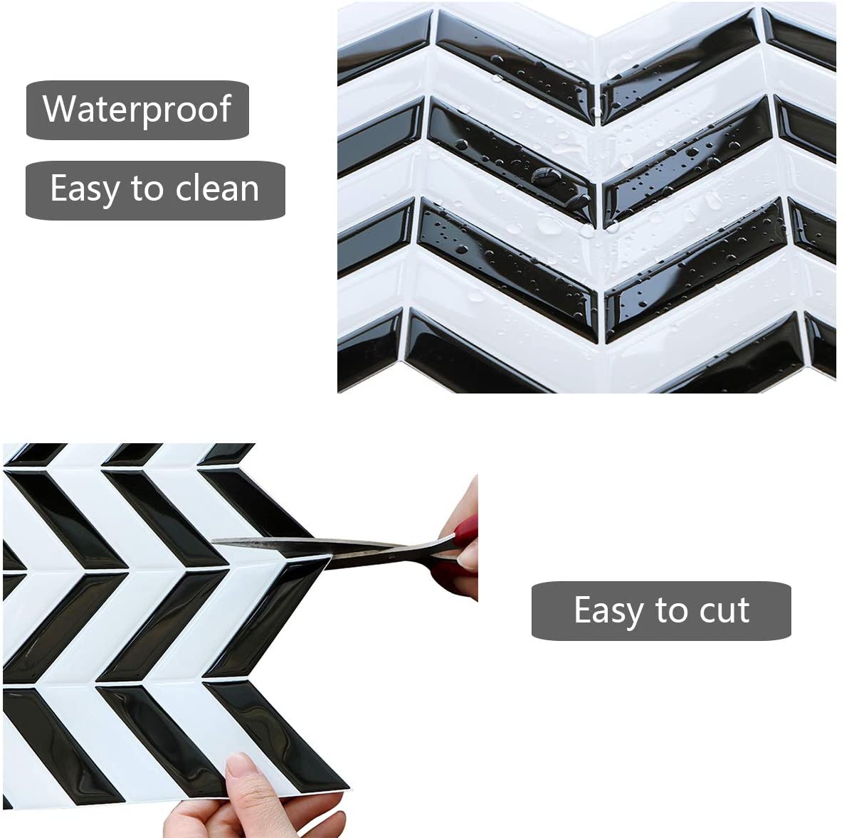 3D Peel and Stick Wall Tiles Backsplash for Kitchen Bathroom, Self Adhesive， 9.8" x 10"