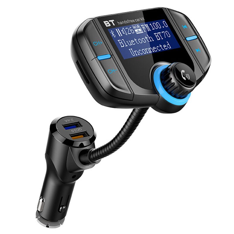 Bt70 Fm Transmitter Car Radio Bluetooth Kit Dual USB Qc3.0 Wireless Mp3 Player Charger Adapter Hands-Free Bt Tuner