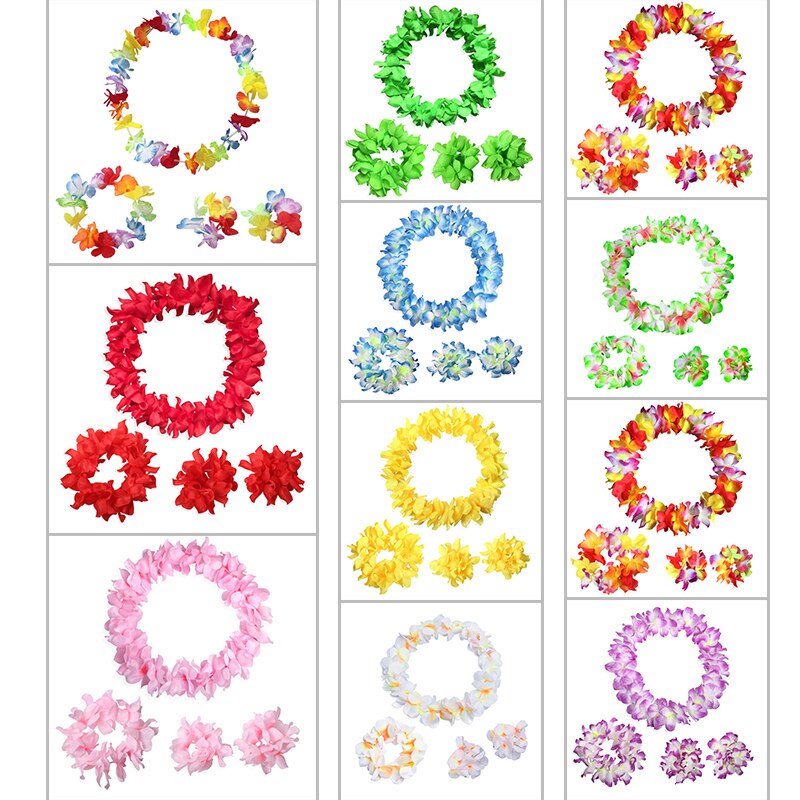 4 teile/satz hawaiisch Blume Leis Girlande Halskette Phantasie Kleid Party Hawaii Strand
