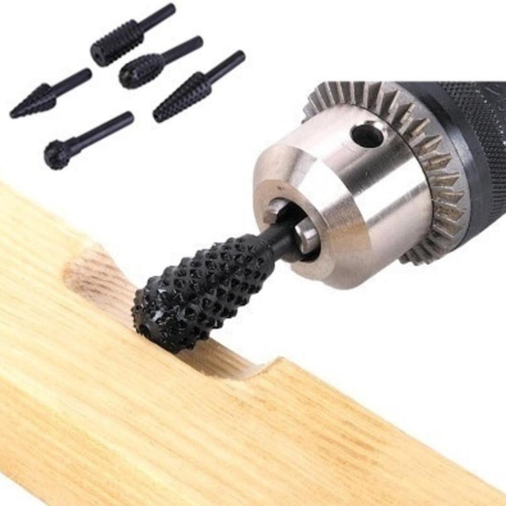 Woodworking Mace Rotary Rasp Set Steel Rotary Burr Set Shank Wood Rasp Drill Bit Grinding Tool Accessories