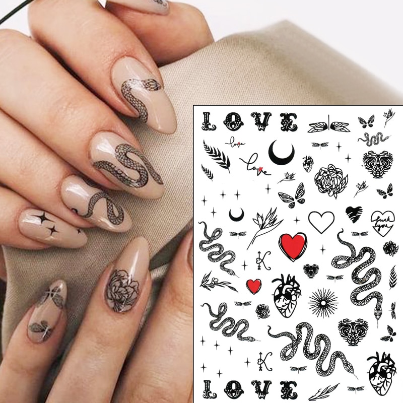 Zwart Kleurrijke Snake Designs 3D Nail Stickers Sexy Geometrische Lepard Nail Stickers Diy Nail Art Decorarion: 05