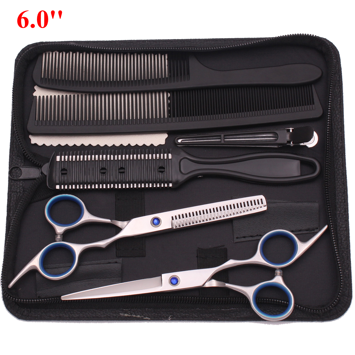 6.0 ''Professionele Haar Schaar Knippen Schaar Dunner Kappers Kapsel Scheermessen Kam Set Salon Kapper & Thuis