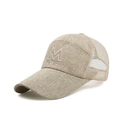 Stijl lente mesh snapback brief baseball pet snel drogende zomer zonnehoed ademende chapeu casual mesh: Beige m