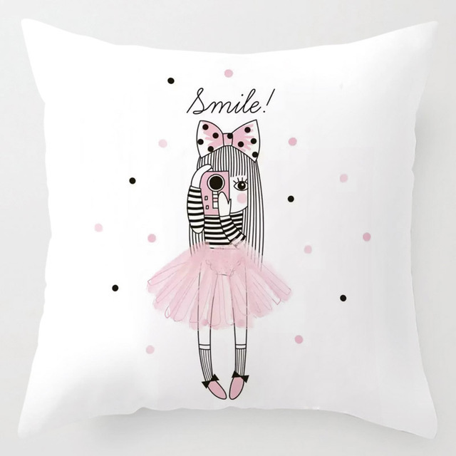 Kids Kussenhoes Roze Leuke Kawaii Herten Beer Konijn Walvis Eenvoudige Illustratie Mermaid Eenhoorn Kussensloop Voor Meisjes Kamer Decor: 13