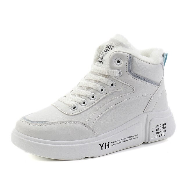 Vinter kvinder sneakers pelssko kvinde hvid varme ankel snestøvler dame platform fritidssko str. 40 ab734: Grå / 9
