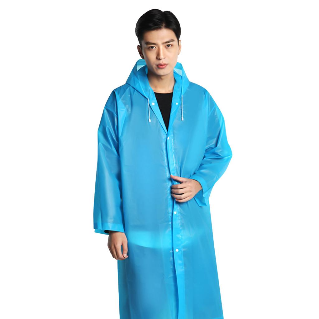 Outdoor Raincoat Portable Rain Poncho Adult Non-disposable Transparent Hoodie EVA Waterproof Raincoats D1:  BU
