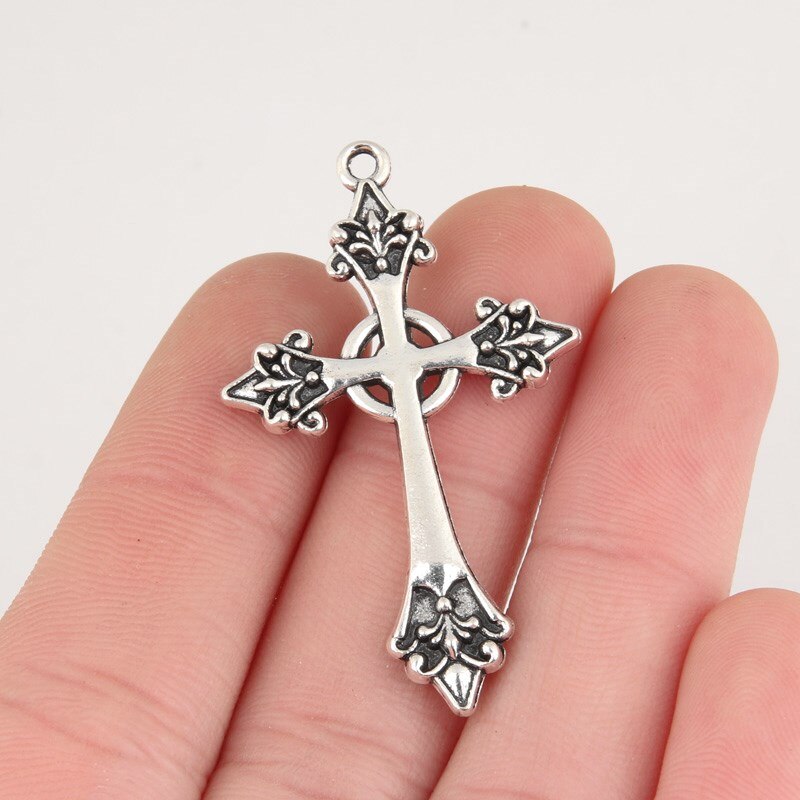 15 stks Zilver Kleur 43x26mm Jesus Cross Charms Religieuze Geloof Hanger Fit DIY Sieraden Maken Handgemaakte Accessoires