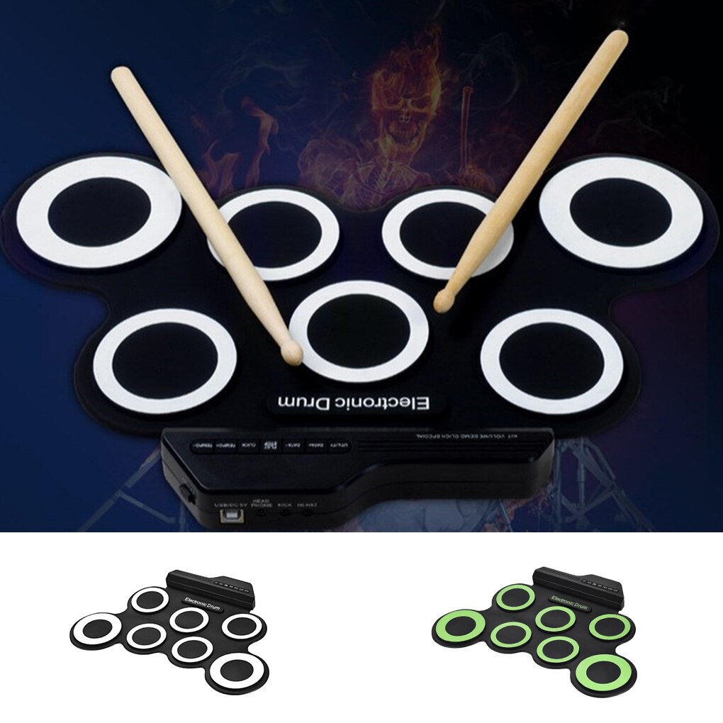 Elektronische Drum Compacte Draagbare Digitale Elektronische Roll Up Drum Kit Silicon Drum Pad Usb Aangedreven