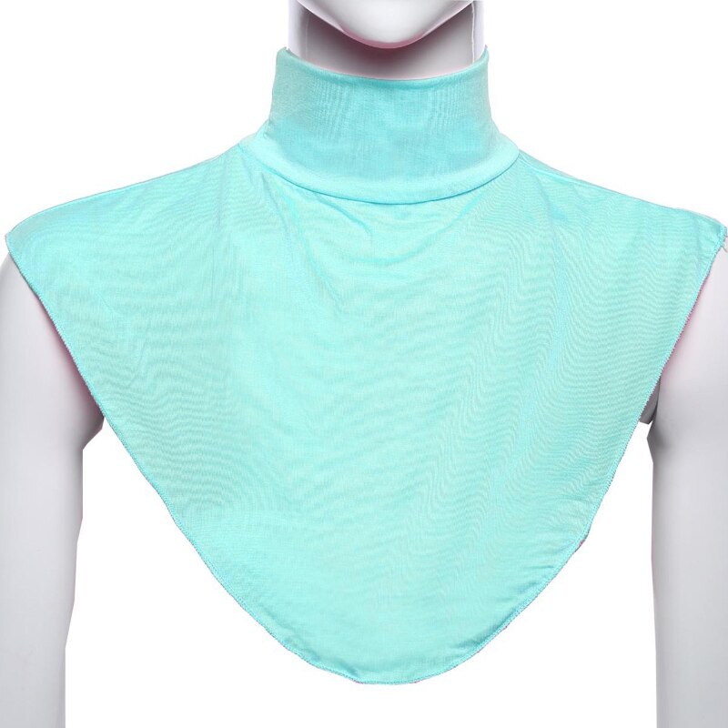 Women Turtleneck Dickey Muslim Modal Detachable Half Top Solid Color False Collar Islamic Hijab Extension Neck Cover: Blue