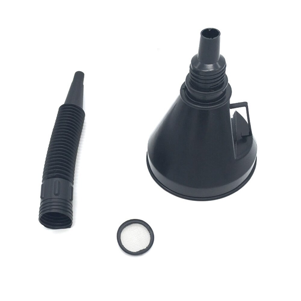 Universal 2In1 Funnel Automotive Black Plastic Funnel with Flexible Detachable Spout Funnel Automotive Tool for Water Oil Liquid