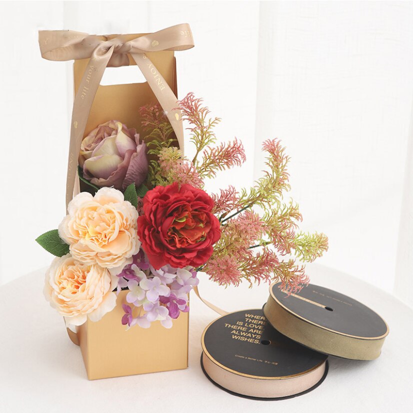 Caja de flores para ramo, cesta impermeable, plegable, , asas para cajas, arreglo hueco, boda, cumpleaños, floristería, embalaje para flores