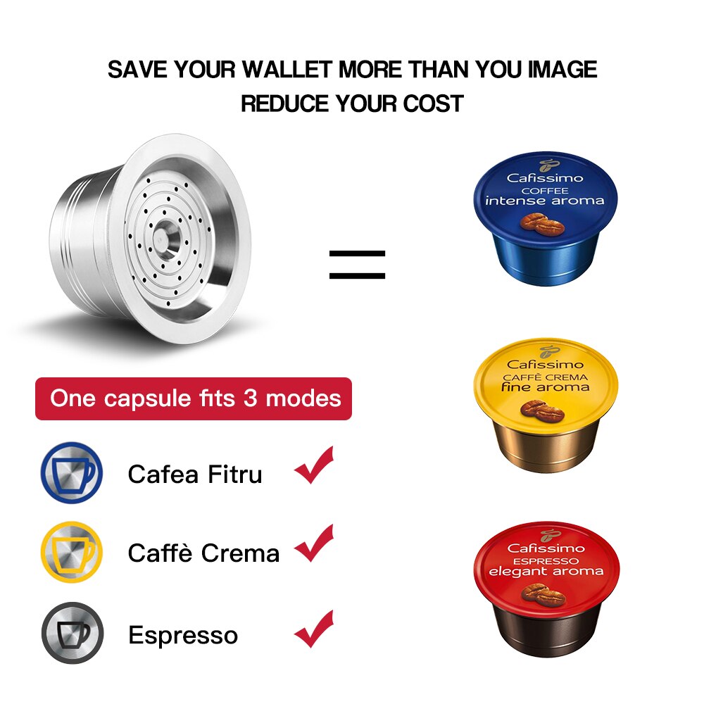 Cápsulas de café para Cafissimo Tichibo, cápsulas rellenables de acero inoxidable, Crema reutilizable, café permanente