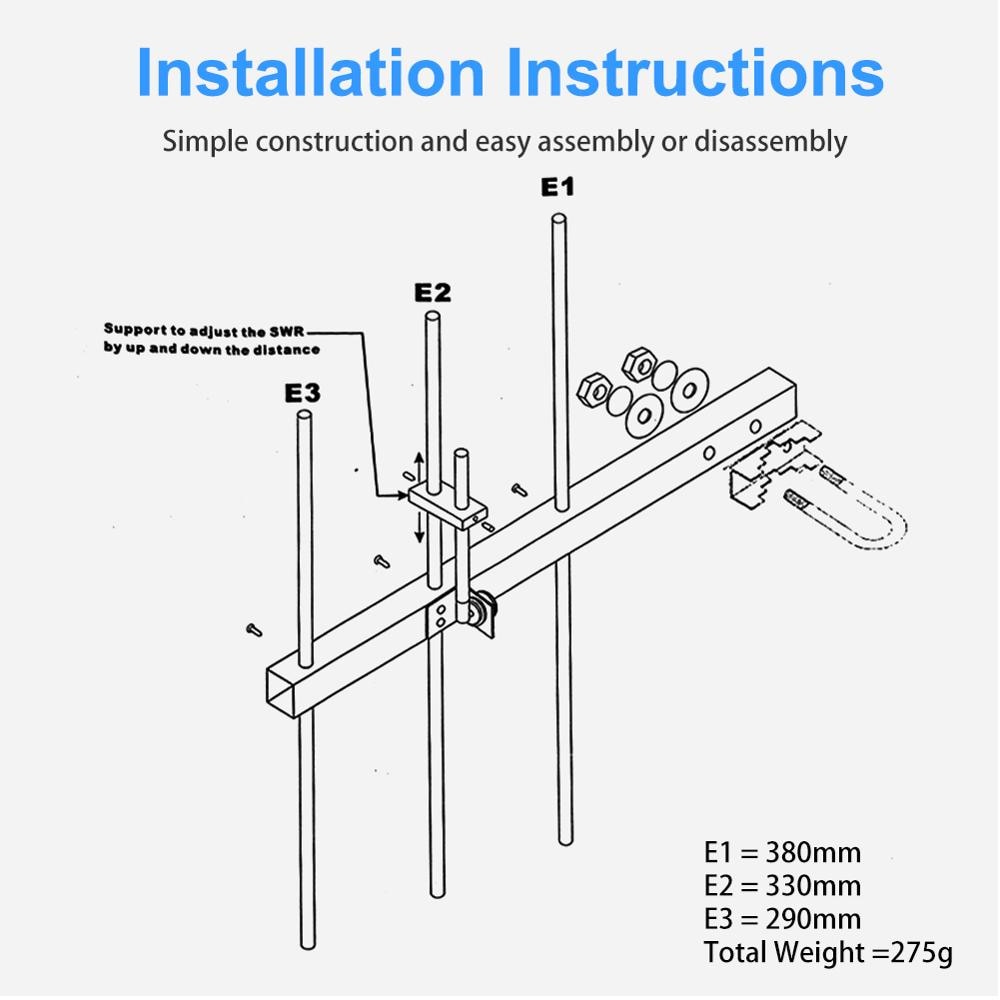 Yagi – antenne de télévision extérieure, alliage d&#39;aluminium UHF, connecteur femelle, Signal fort, HD1, 430-450MHz