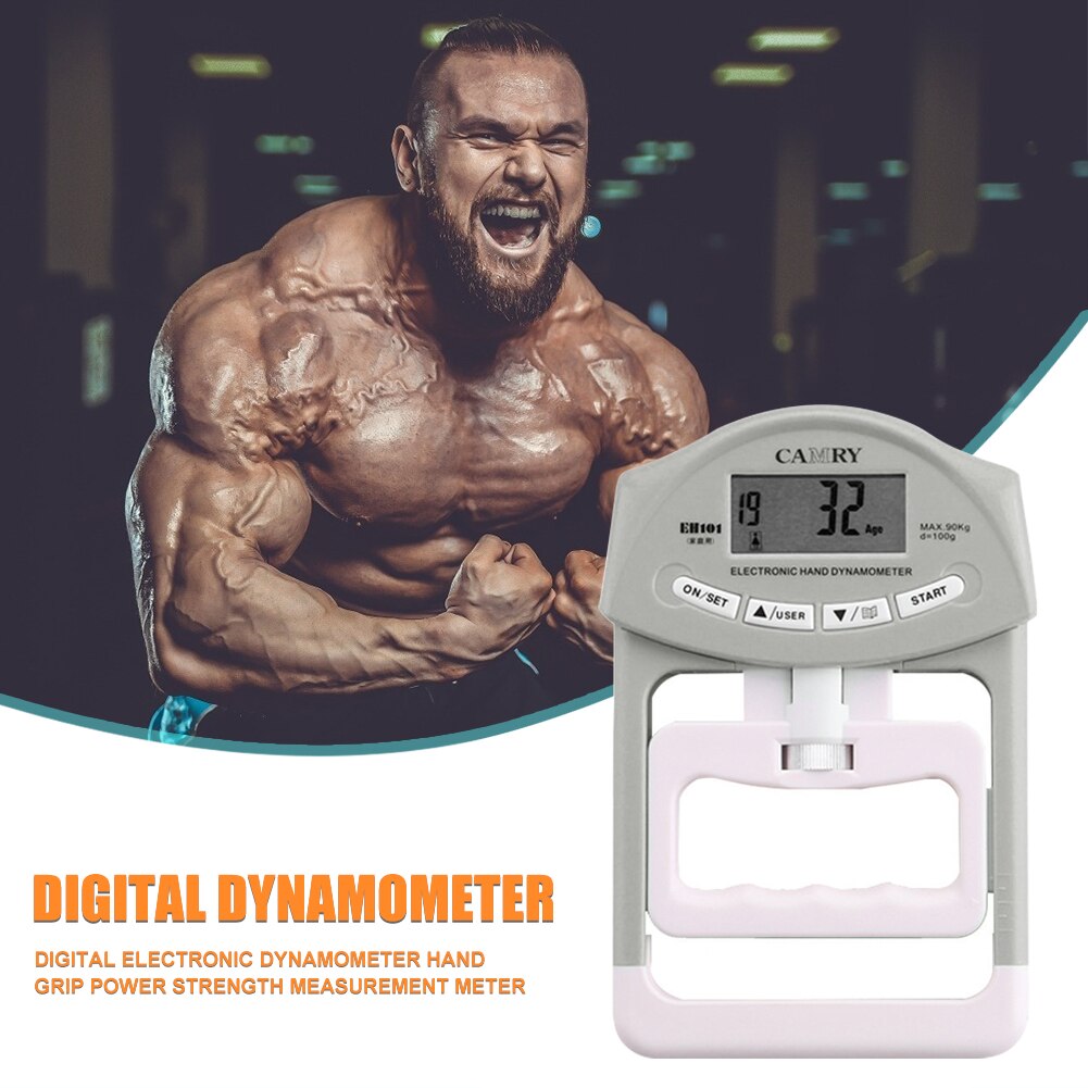 90kg/198Ib Digital LCD Dynamometer Hand Grip Power Fitness Measurement Strength Training Muscle Body Building
