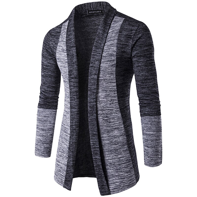 Cárdigan con cuello chal para hombre , cárdigans largos ajustados a la de otoño para hombre, cárdigan informal de punto de Color intenso: Dark Gray / L