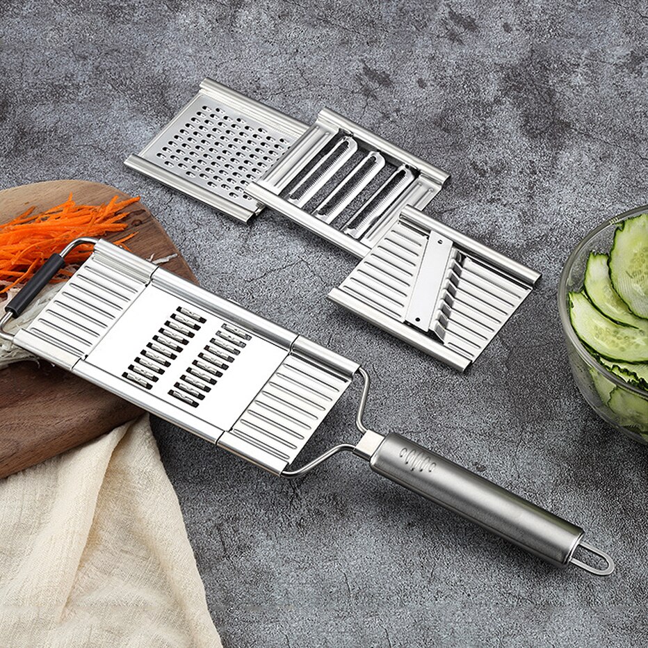 3-In-1 Multi-Use KItchen Slicer Set Lemon Cheese Stainless Steel Vegetable Cutter Replaceable Shredder For Onion Potato