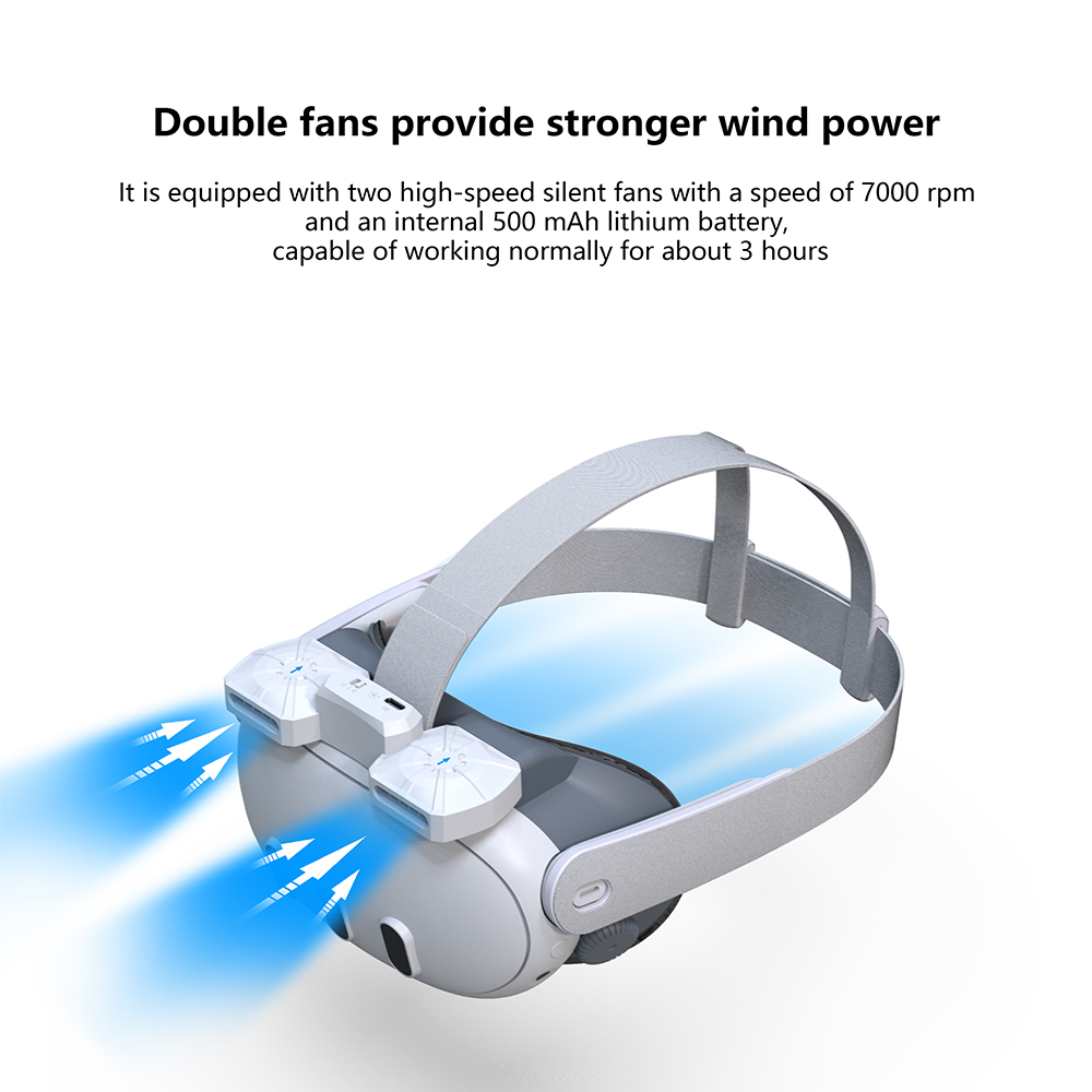 Cooling Fan For Meta Quest 3 Face Pad Active Ventilation Air Circulation Breathable Facial Interface VR Headset Cover Accessory