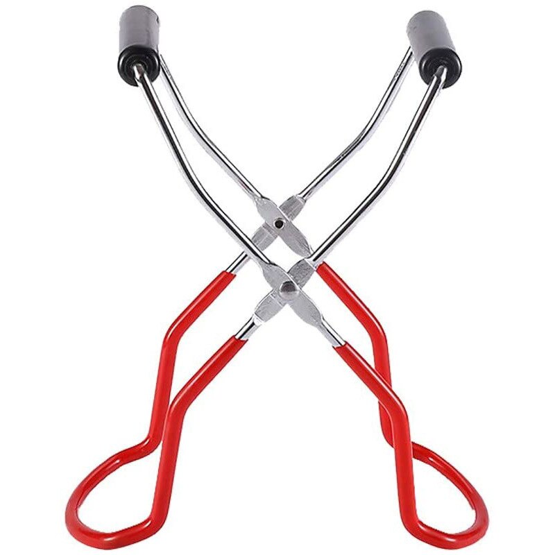 Canning Lifter Canning Tongswith Handle Stainless Steel Can Lifter Heat Resistance Anti-clip Jar Glass Lifter Tongs for Jar Clip: red