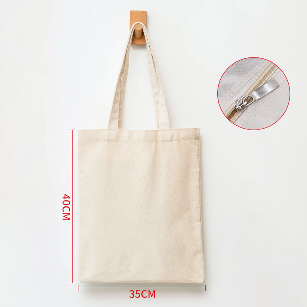 Große Kapazität Segeltuch Schulterhandtasche Falten umweltfreundliche Baumwoll-Tragetaschen Wiederverwendbare DIY-Umhängetasche Einkaufstasche Beige Weiß