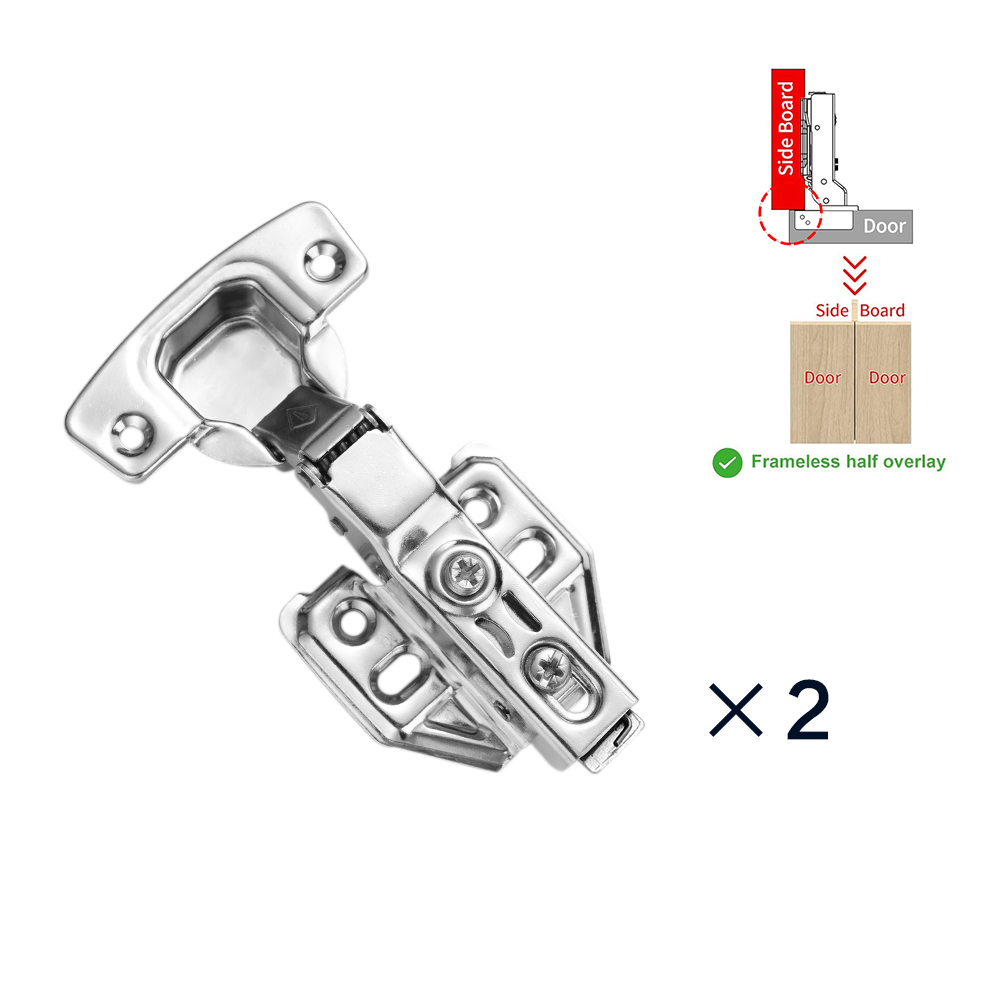 2pcs Frameless Cabinet Door Concealed Hinges,Soft-Close, European Full Overlay/ Half Overlay/ Inset, 35mm Cup Door Hinge: black