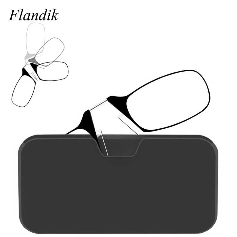 Mini Nose Clip Portable SOS Reading Glasses With Case Phone Stands Thin Optics Stylish Presbyopic Glasses +1.00+1.50 +2.00 +2.50
