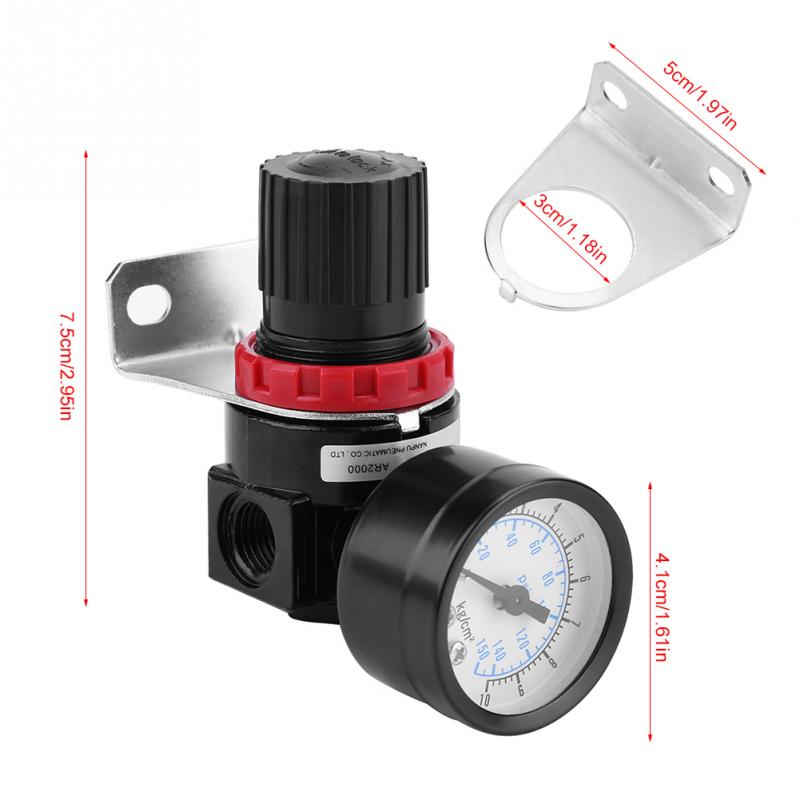 G1/4 Pneumatic Regulator Adjustable Air Pressure Compressor Control Valve Gauge with Bracket