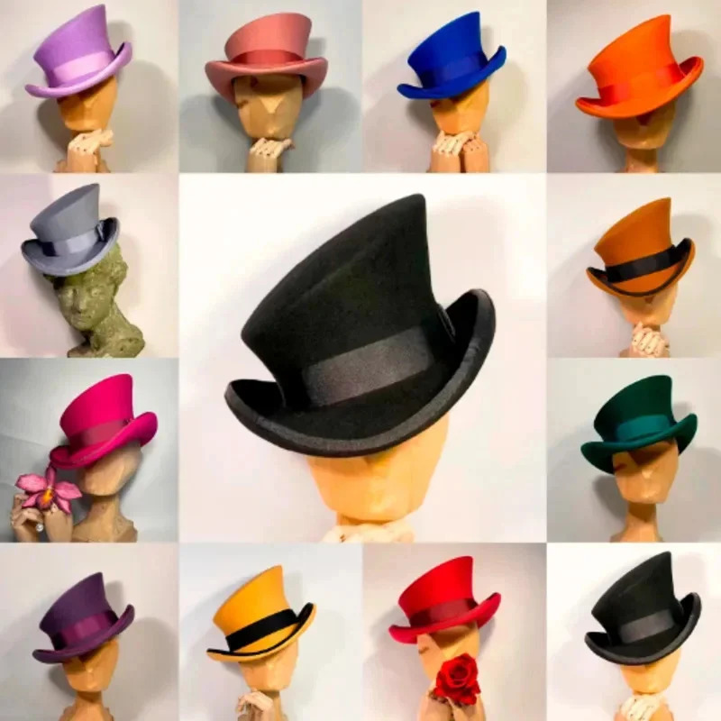 Men Women asymmetric top wool hats fashiona formal ribbon steam punk hat men lumber costume Cap Party decoration