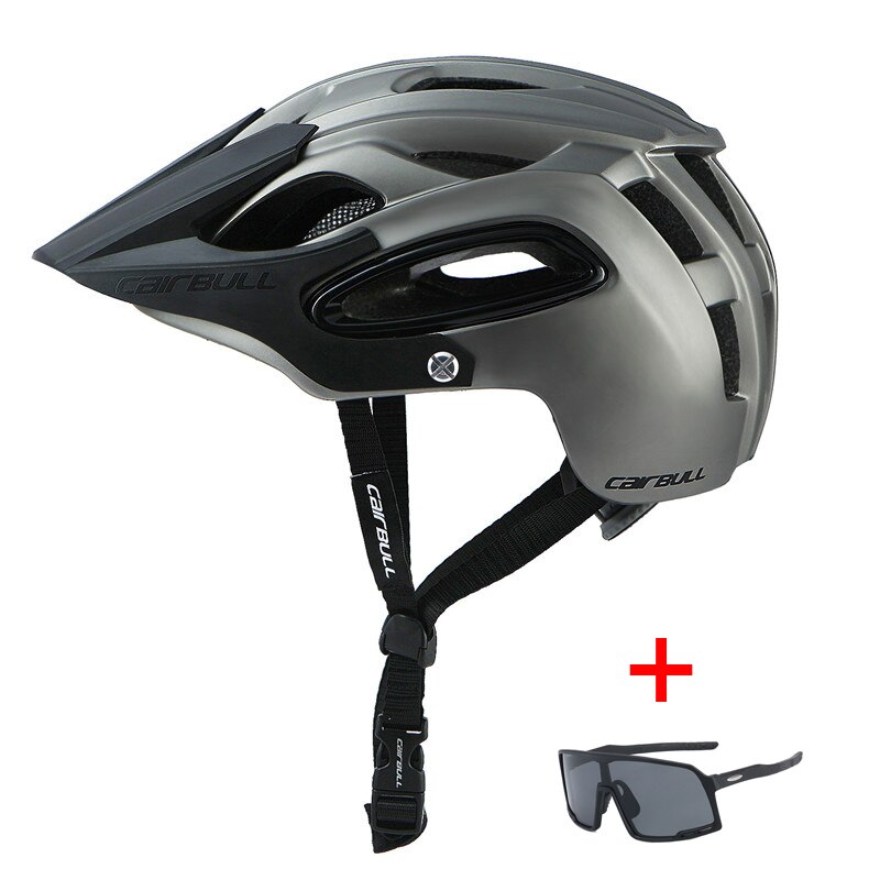 Sports Breathable Riding Cycling Helmet with Glasses Men Women Ultralight Mtb Bicycle Helmet Outdoor Road Mountain Bike Helmet: Gray / L(58-62)
