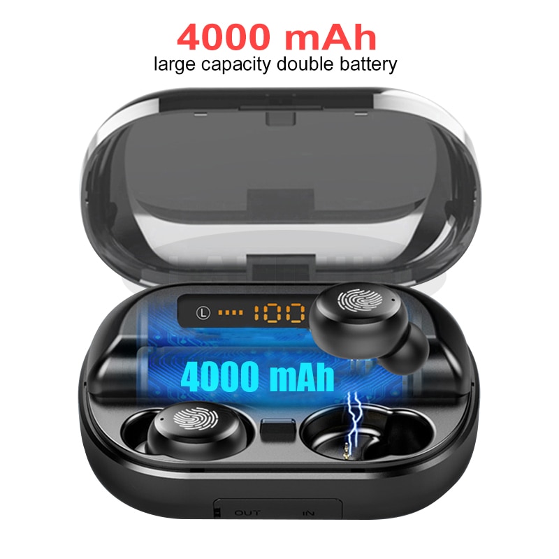 Drahtlose Bluetooth 5,0 Kopfhörer IPX7 Wasserdichte 9D Stereo Sport Kopfhörer mit 4000mAh Power Bank TWS Bluetooth Kopfhörer