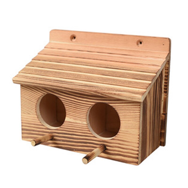 Houten Mini Vogelnest Handgemaakte Milieubescherming Vogelnest Kooi Outdoor Vogelhuisje Tuin Ambachten Ornamenten: Carbonized wood