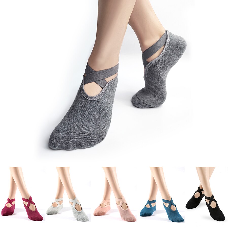 Fitness Nicht-Unterhose Griffe &Ampere; Riemen Yoga Socken Bandage Baumwolle Pilates Socken Reine Stange Ballett tanzen Atmungsaktive trainieren Fitnessstudio für Frauen