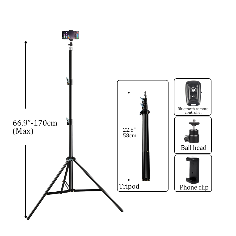 37/68/100/150/1901/4 Screw Head Photography Selfie Portable Light Tripod Stand Trepied Smartphone For Mini Photo Studio: Sliver